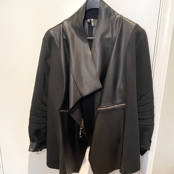 Faux Leather/Poly Black Jacket. Sz Large - Picture 1 of 7